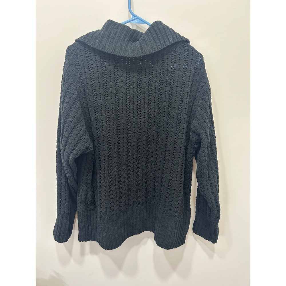 Aerie Sweater Womens Medium Black Chunky Knit Oversized Pullover Collar Cozy - Picture 8 of 10